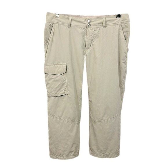 Columbia PFG Capri Pants Size 10 Beige Palm Peak Inseam 21 in - Picture 1 of 15